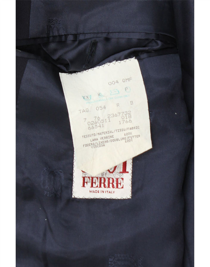 Męska marynarka zapinana na 2 guziki Ferre IT 54 2XL Granatowa, dziewicza wełna