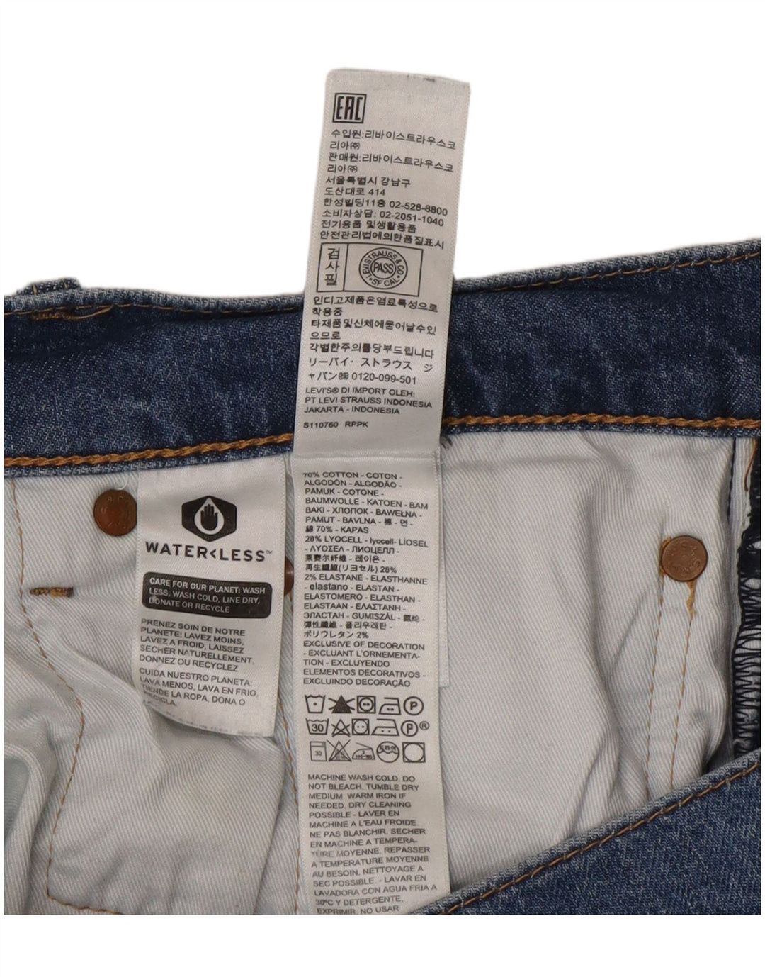 Męskie jeansy slim fit Levi's W32 L30 Niebieskie bawełniane
