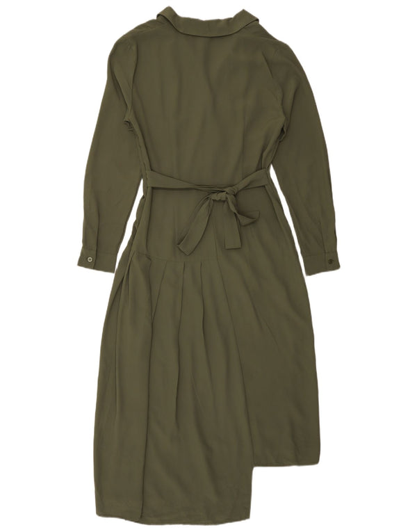 Topshop damska asymetryczna sukienka maxi z długim rękawem UK 10 Small Khaki