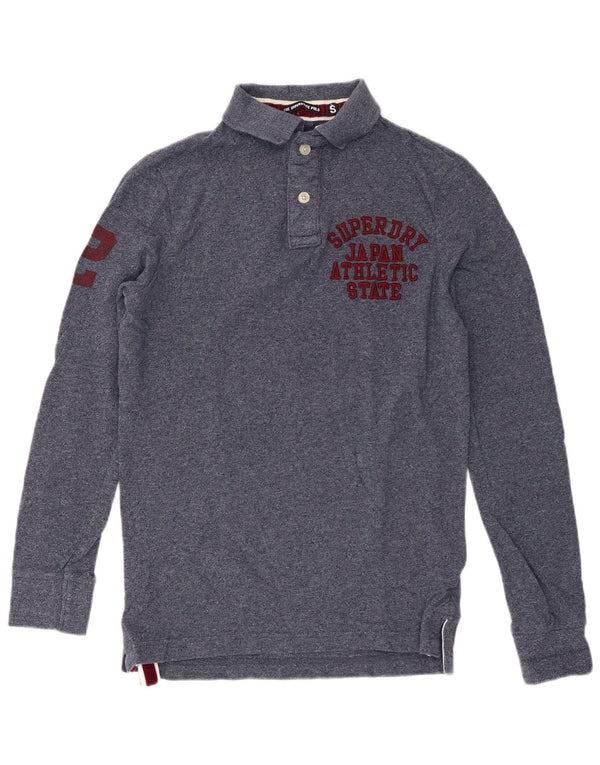 Męska koszulka polo Superdry z długim rękawem i grafiką, mała, granatowa, bawełniana w cętki