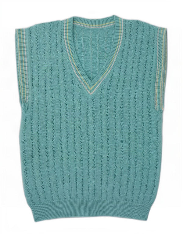 Vintage Mens Vest Tank Top IT 52 Large Blue Polyacrylic