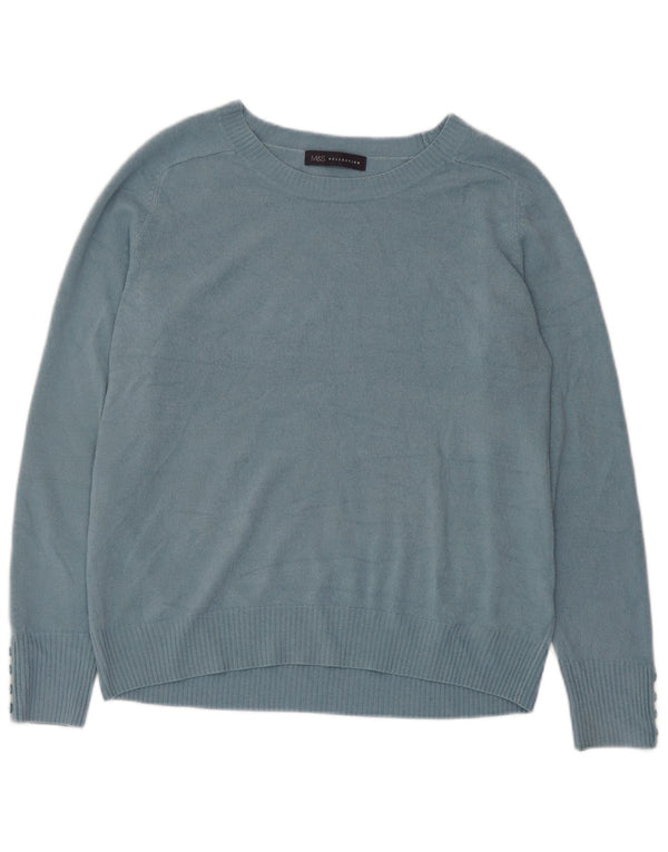 Marks & Spencer Damski sweter z dekoltem w łódkę UK 14 Średni niebieski akryl