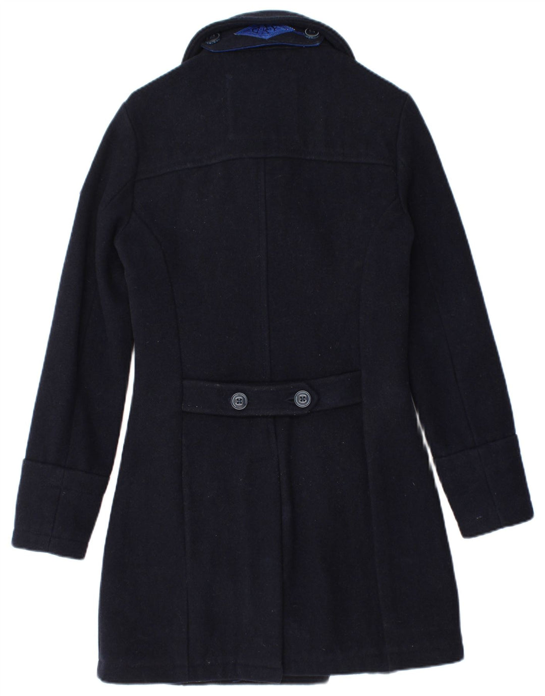 Damski płaszcz dwurzędowy Superdry UK 6 XS, granatowo-wełniany