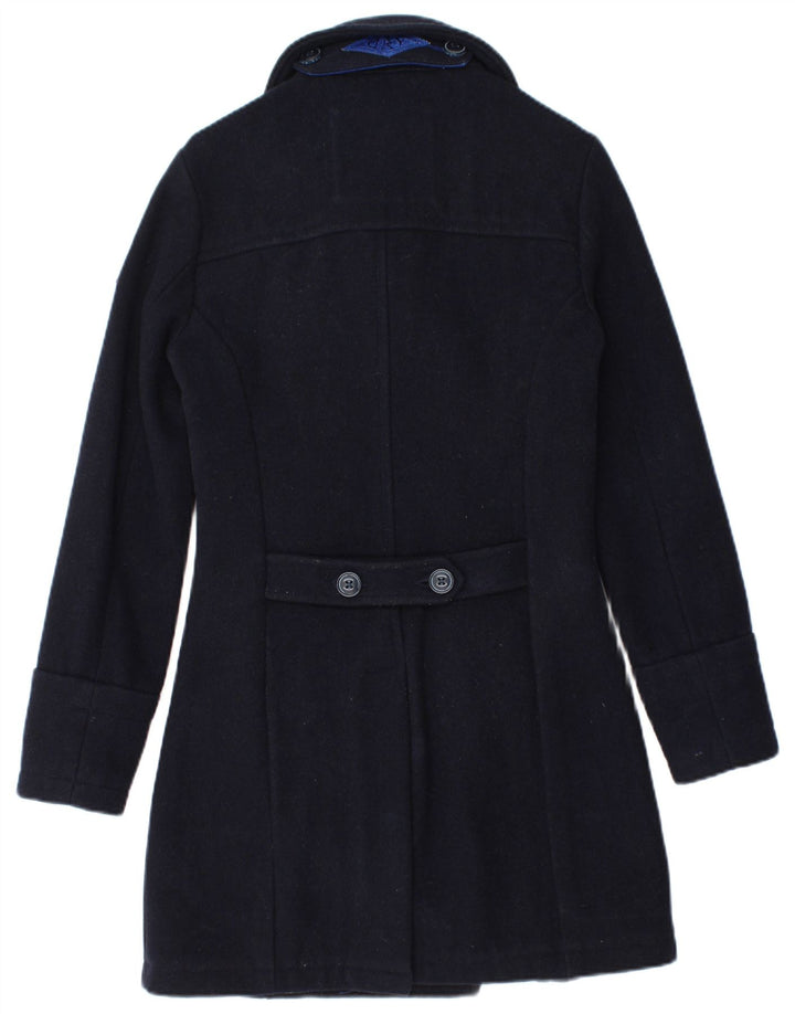 Damski płaszcz dwurzędowy Superdry UK 6 XS, granatowo-wełniany