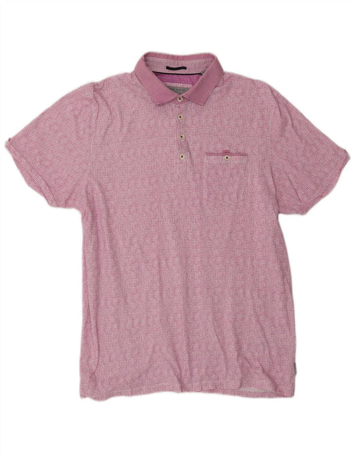 Męska koszulka polo Ted Baker, rozmiar 5 XL, bawełniana w fioletową kratkę
