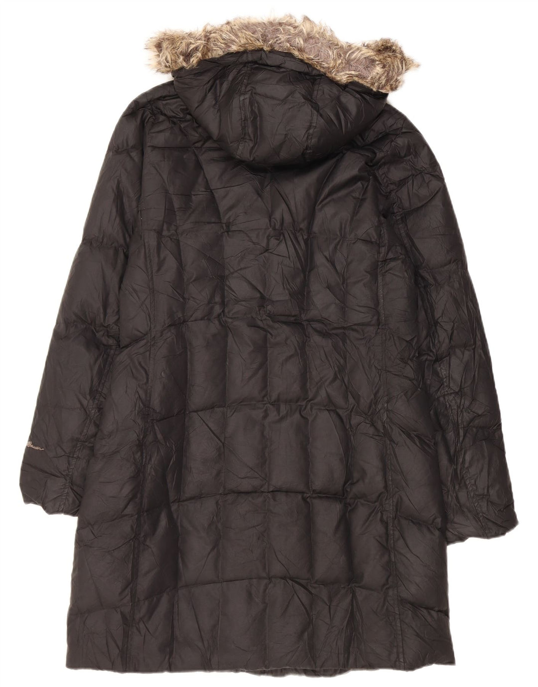 Damski ocieplany płaszcz z kapturem Eddie Bauer UK 14, średni czarny poliester