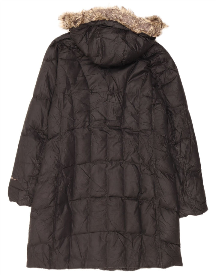Damski ocieplany płaszcz z kapturem Eddie Bauer UK 14, średni czarny poliester