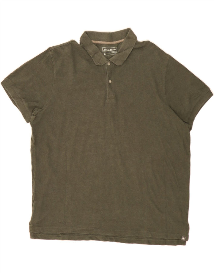 EDDIE BAUER Mens Polo Shirt 2XL Khaki Cotton Vintage Eddie Bauer and Second-Hand Eddie Bauer from Messina Hembry 