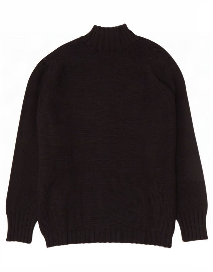 Trussardi Jeans Męski sweter z golfem, duży, czarny, wełniany