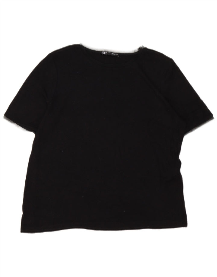 T-shirt damski Zara Top UK 12 Średnia czarna wiskoza