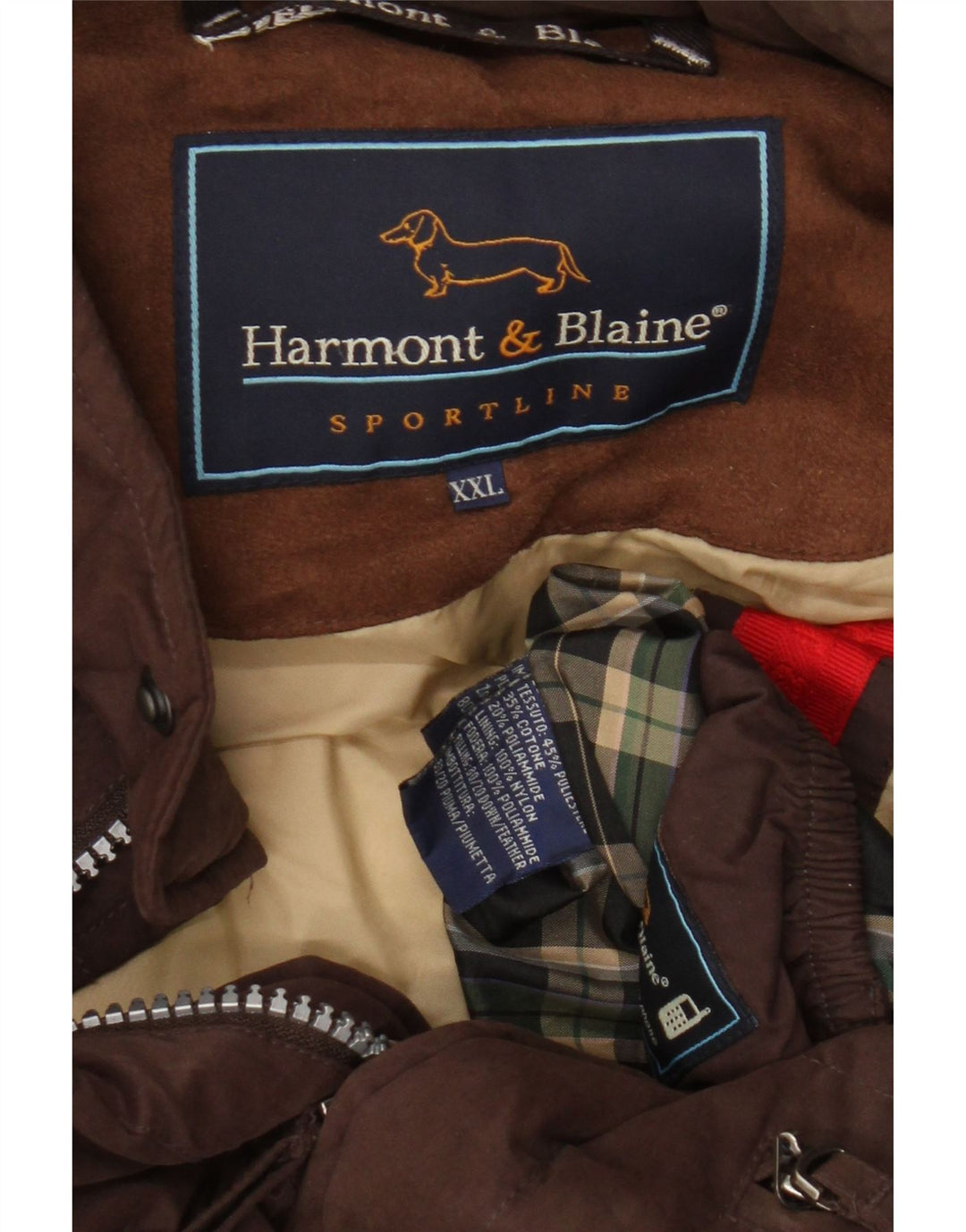Harmont & Blaine Męski ocieplany płaszcz UK 44 2XL Brązowy poliester