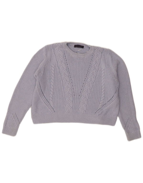 Marks & Spencer Womens Crop Crew Neck Jumper Sweater UK 16 Large Blue