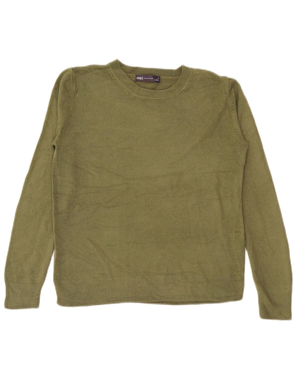 Marks & Spencer Damski sweter z wycięciem pod szyją, UK 10, mały, zielony akryl
