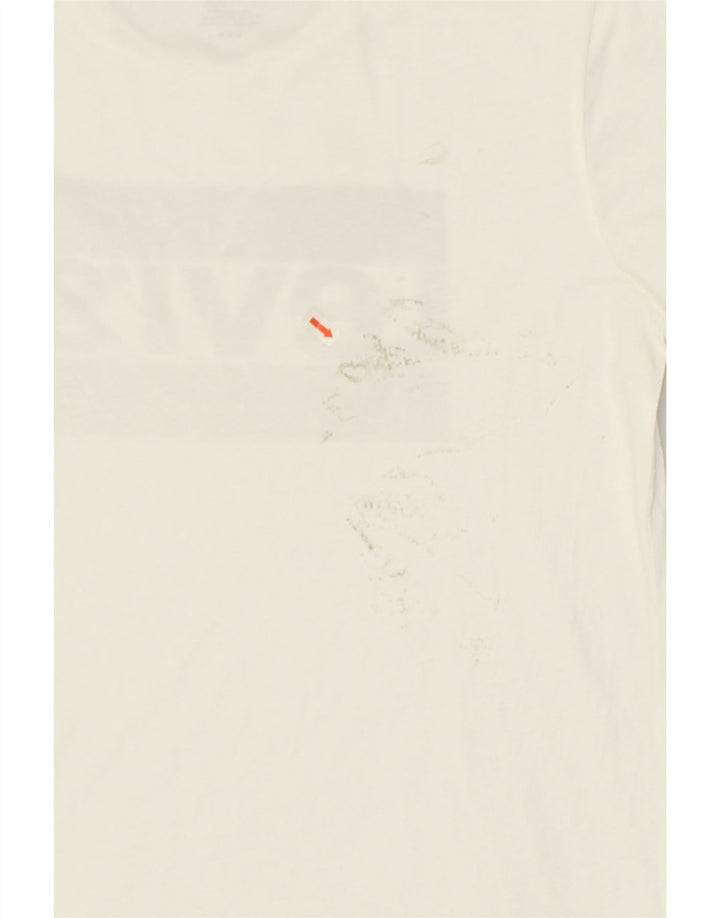 LEVI'S Womens Graphic T-Shirt Top UK 12 Medium White | Vintage Levi's | Thrift | Second-Hand Levi's | Used Clothing | Messina Hembry 