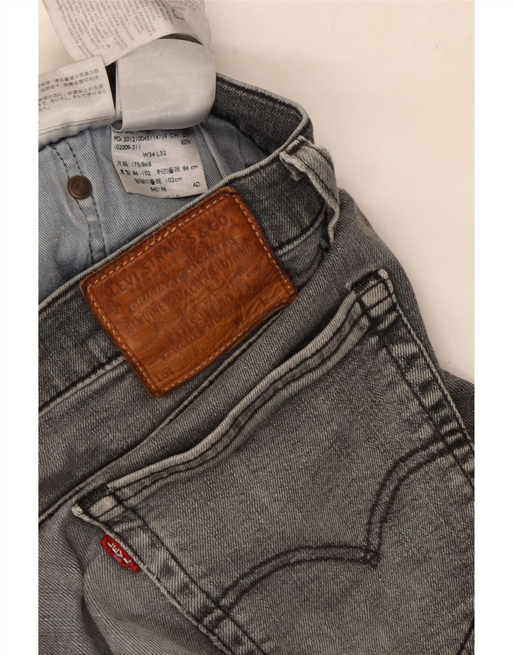 Męskie proste dżinsy Levi's W34 L32 Szara bawełna