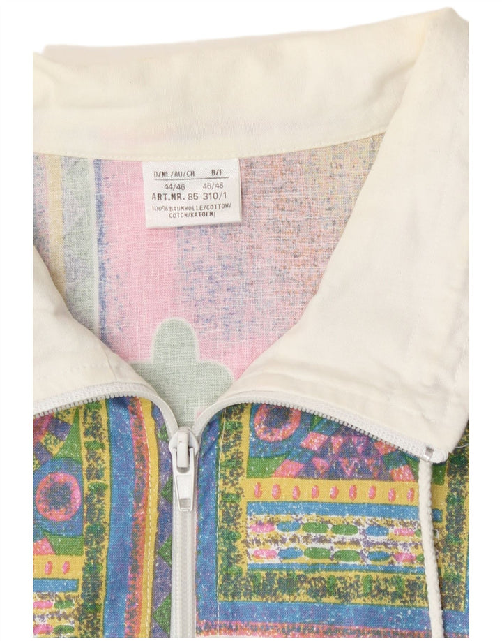 Vintage męska kurtka dresowa z abstrakcyjnym wzorem EU 44/46 Small White