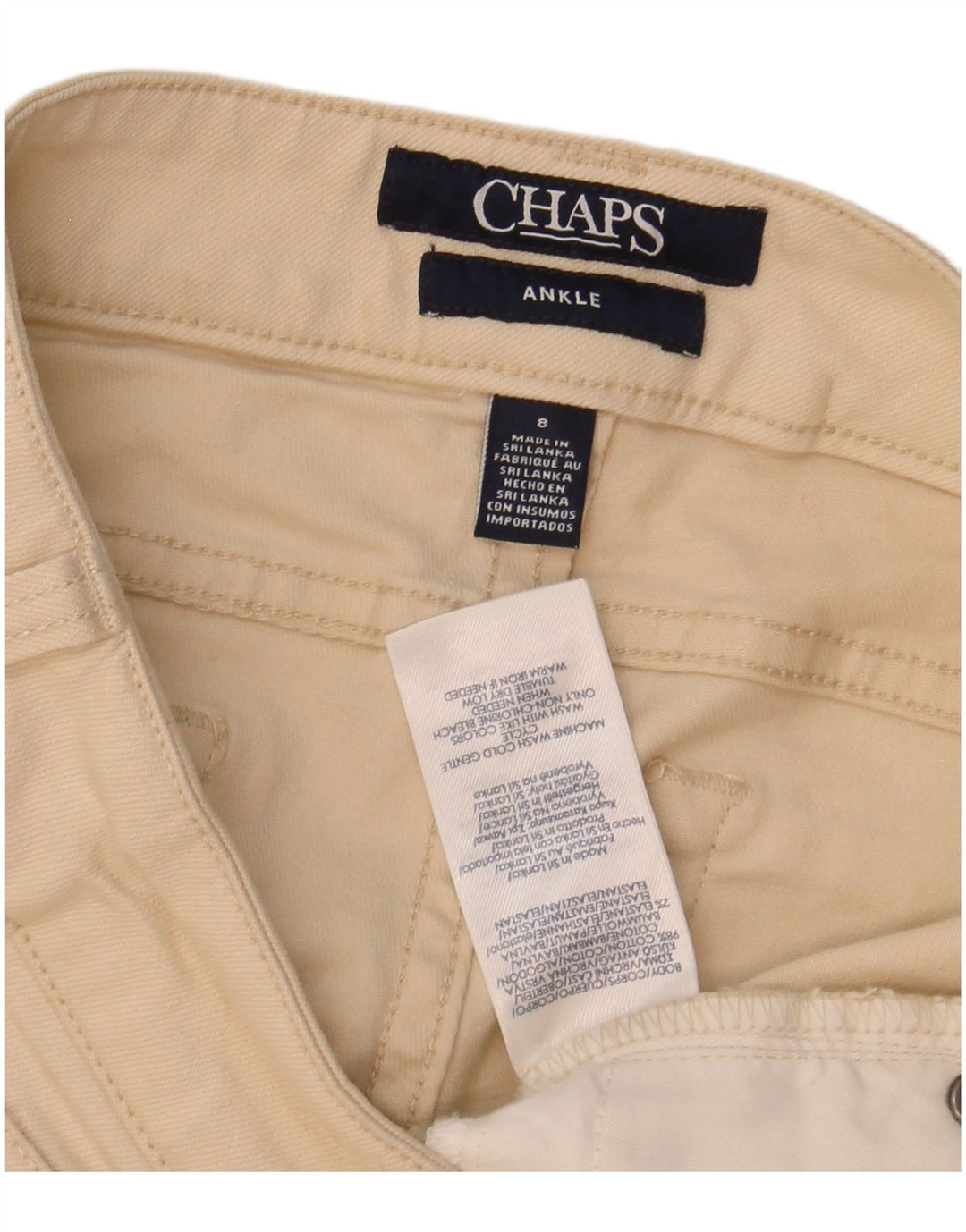 CHAPS Womens Slim Casual Trousers US 8 Medium W30 L27 Beige Cotton