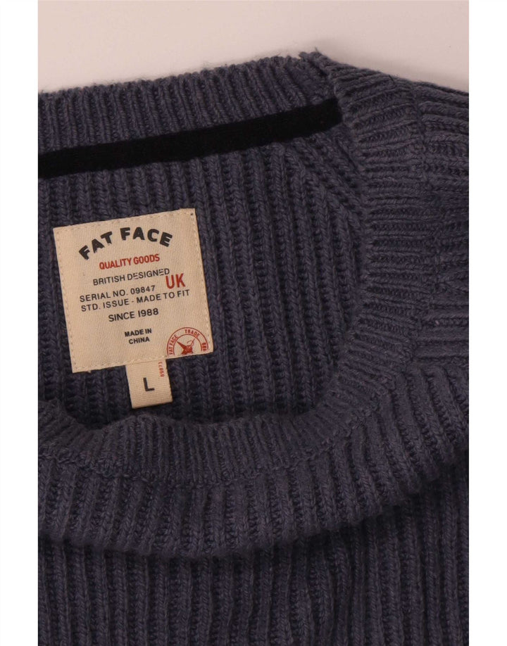 Męski sweter z dekoltem w łódkę Fat Face, duży, granatowy, bawełniany