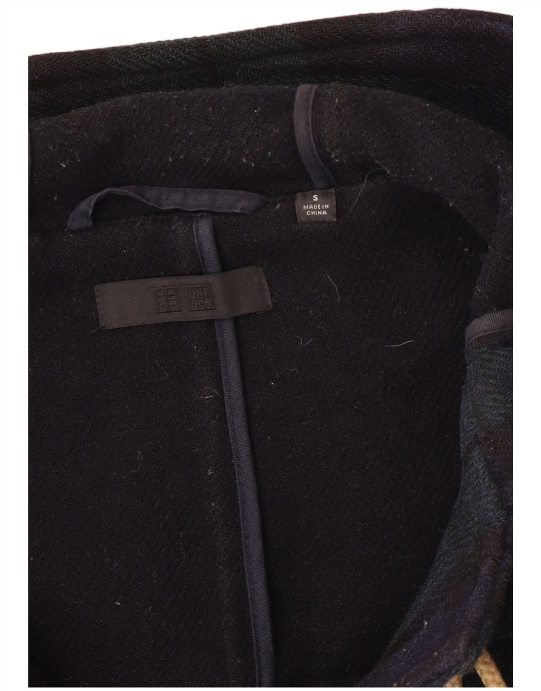 Męski budrysówka z kapturem Uniqlo UK 36 w małą granatową kratkę