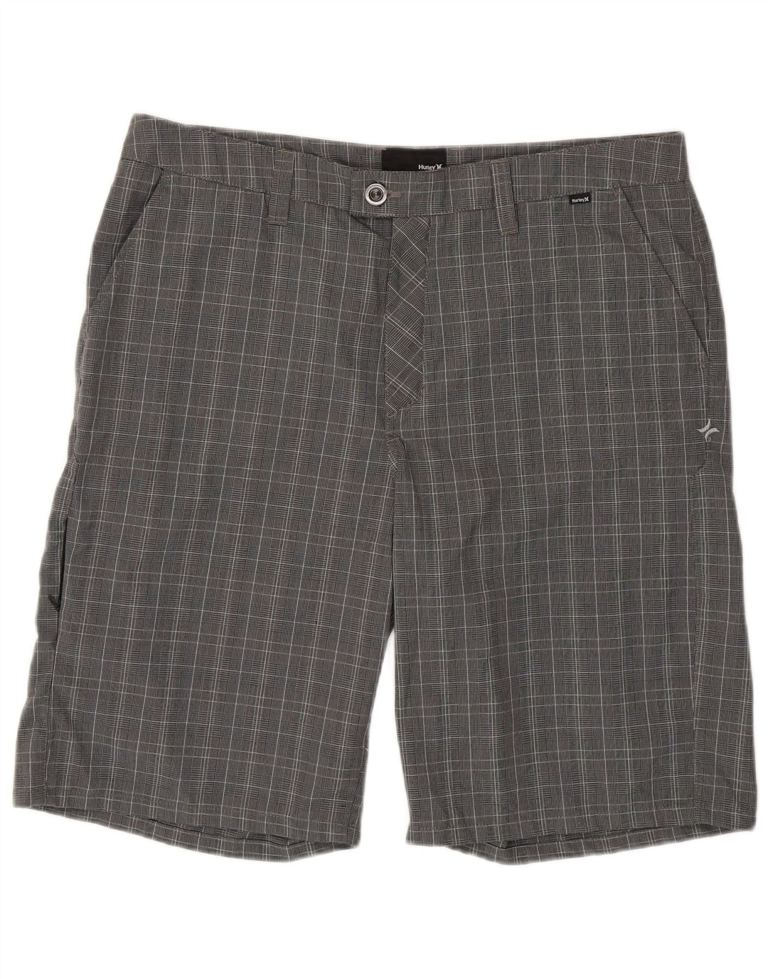 Męskie spodenki chino Hurley W36, duże, szare, z poliestru w pepitkę