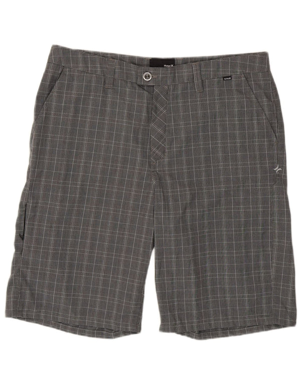 Męskie spodenki chino Hurley W36, duże, szare, z poliestru w pepitkę