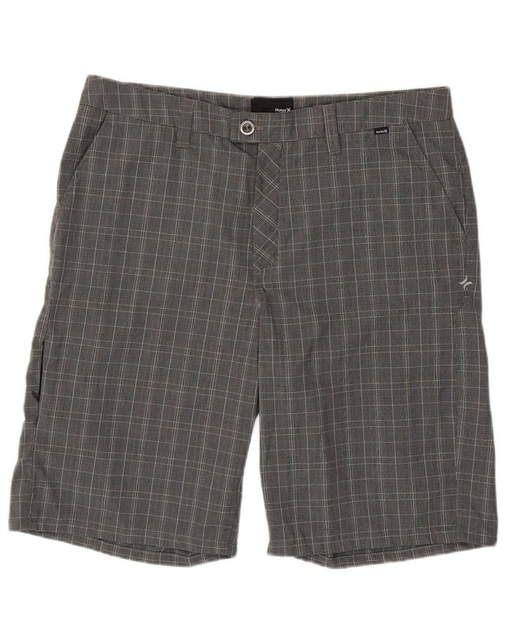 Męskie spodenki chino Hurley W36, duże, szare, z poliestru w pepitkę