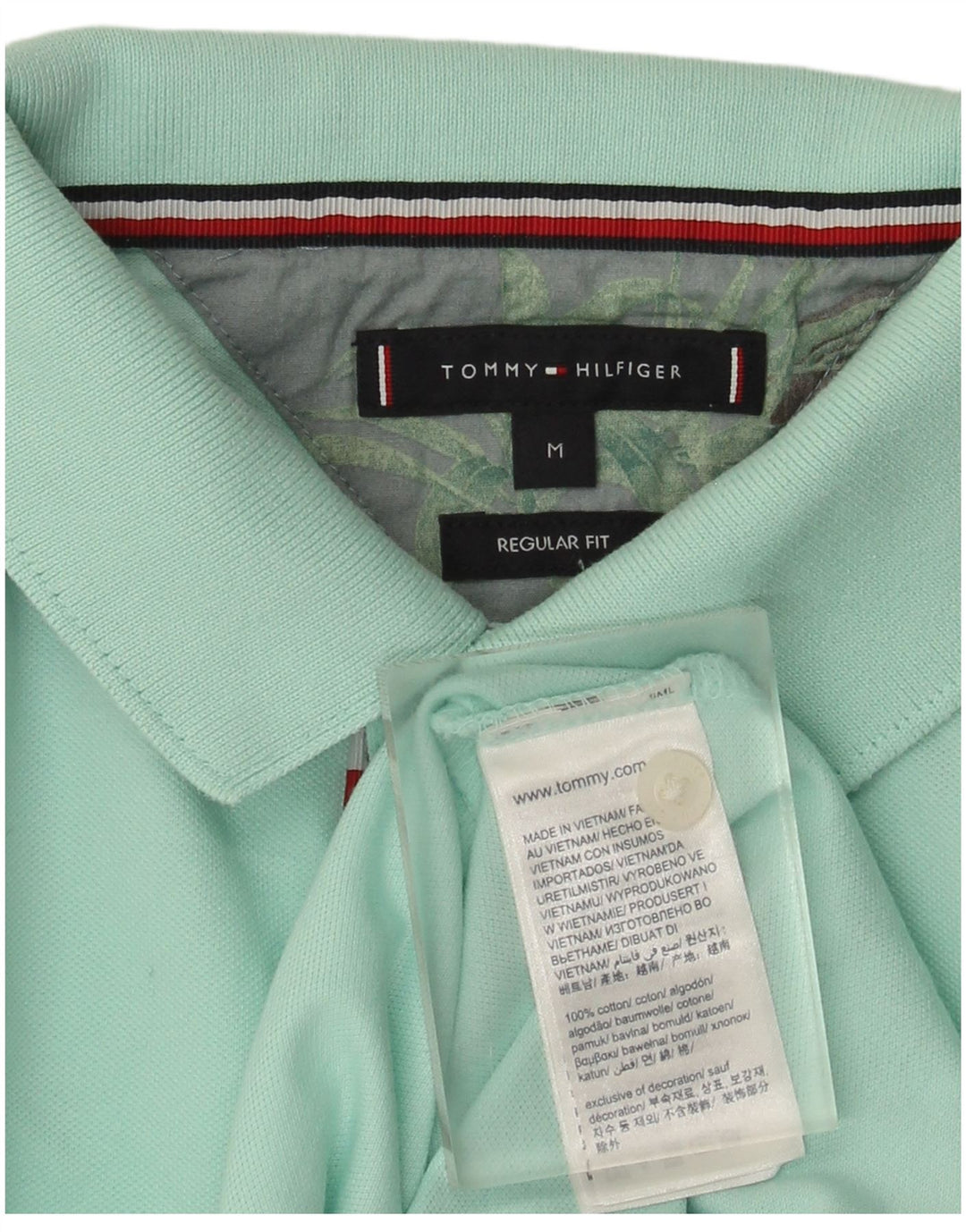 Męska koszulka polo Tommy Hilfiger o regularnym kroju, średnia turkusowa bawełna