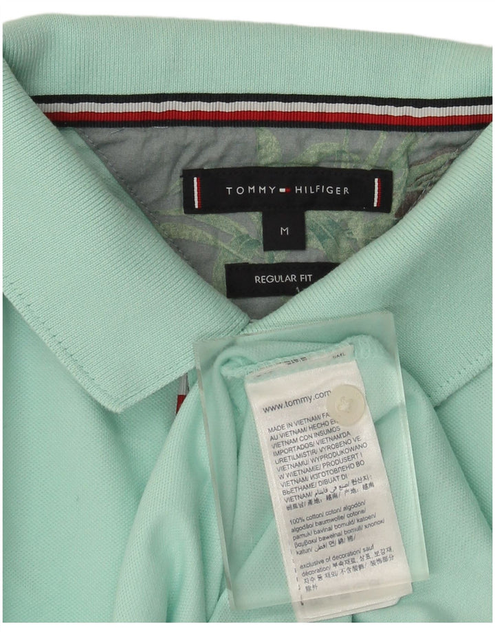 Męska koszulka polo Tommy Hilfiger o regularnym kroju, średnia turkusowa bawełna