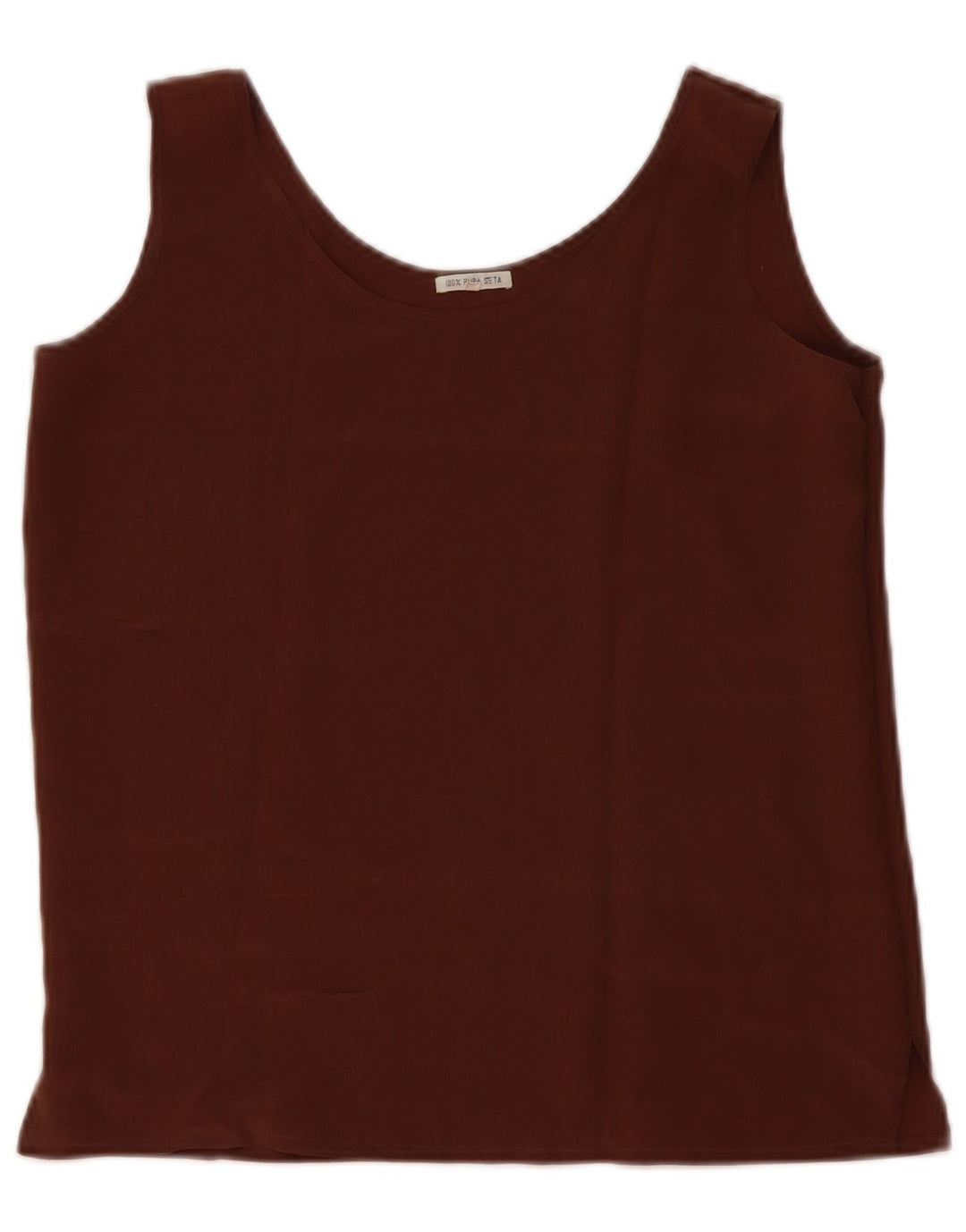 Damska bluzka bez rękawów w stylu vintage Top UK 10 Mały brązowy jedwab