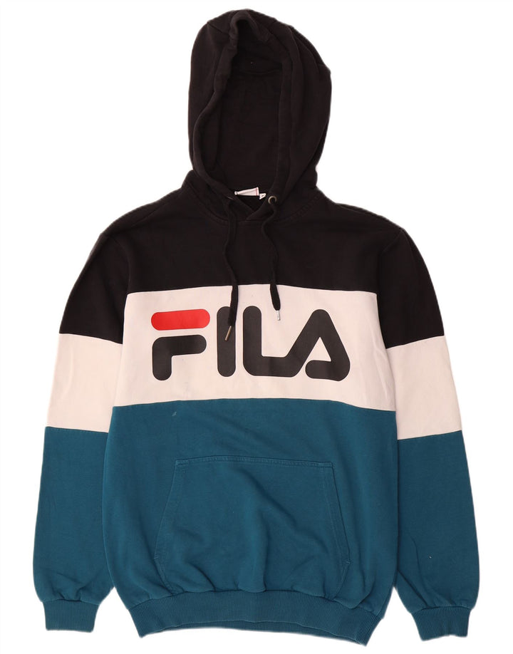 Męski sweter z kapturem Fila, mały, wielokolorowy, bawełniany z blokami kolorów