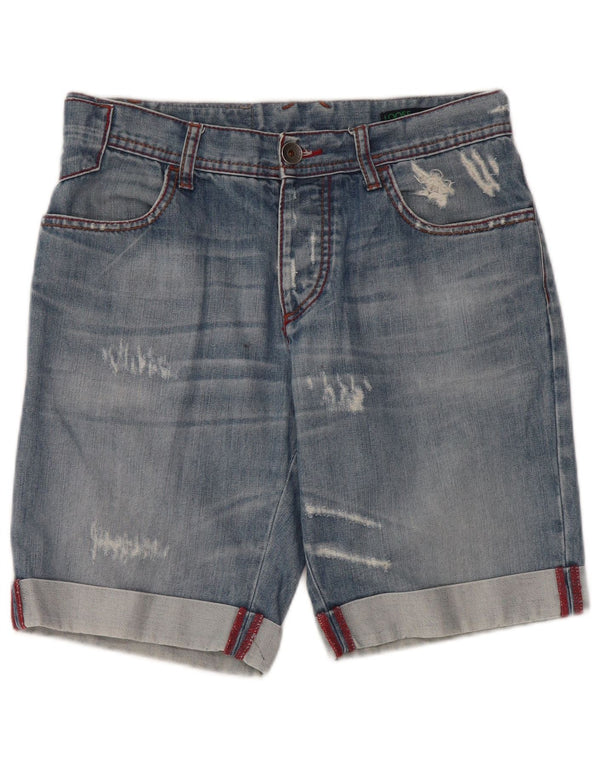 Benetton Womens Distressed Loose Fit Denim Shorts W30 Medium Blue
