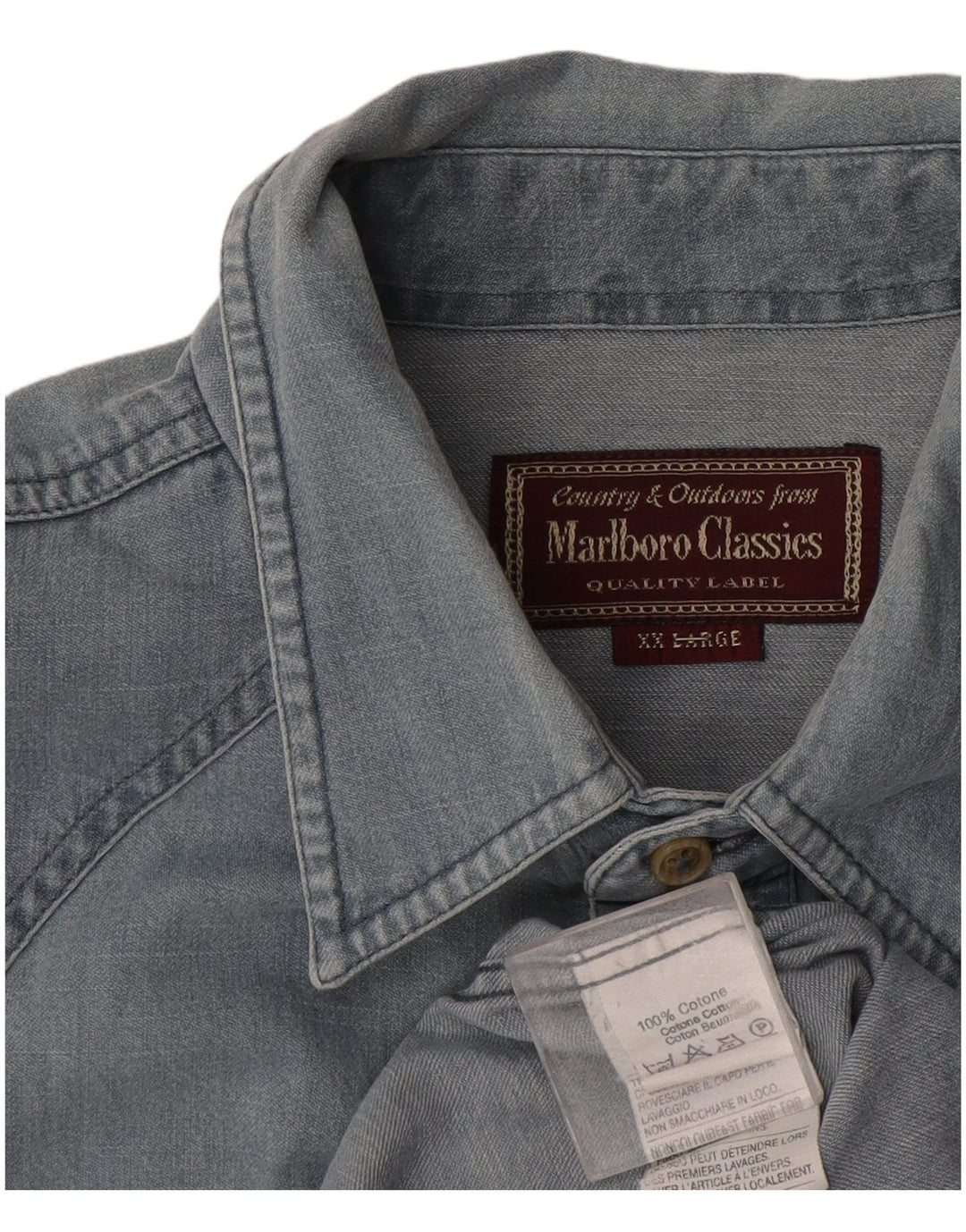 Męska koszula dżinsowa Marlboro Classics 2XL, niebieska, bawełniana