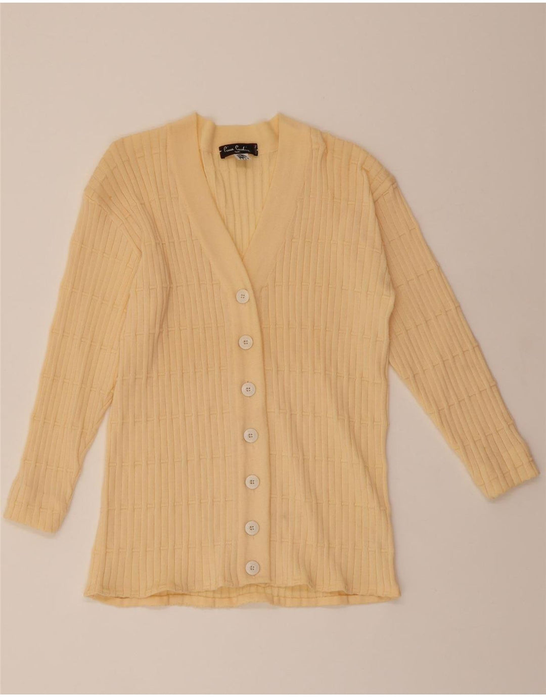 PIERRE CARDIN Womens Oversized Cardigan Sweater UK 10 Small Beige Vintage Pierre Cardin and Second-Hand Pierre Cardin from Messina Hembry 