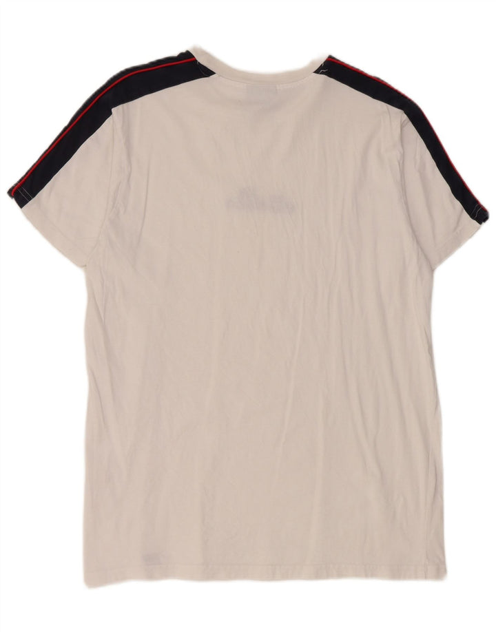 Męski T-shirt Ellesse z grafiką, mały, biały, z blokami kolorów