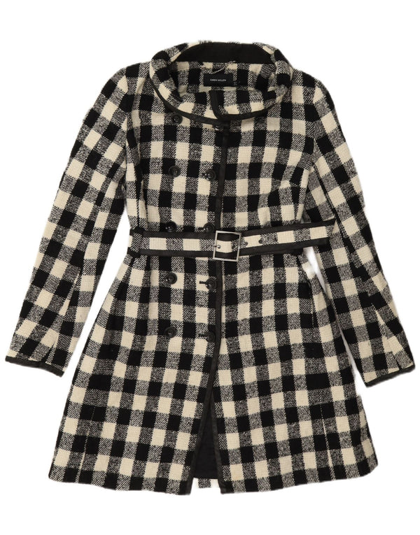 Karen Millen Płaszcz damski UK 6 XS Czarna wełniana kratka
