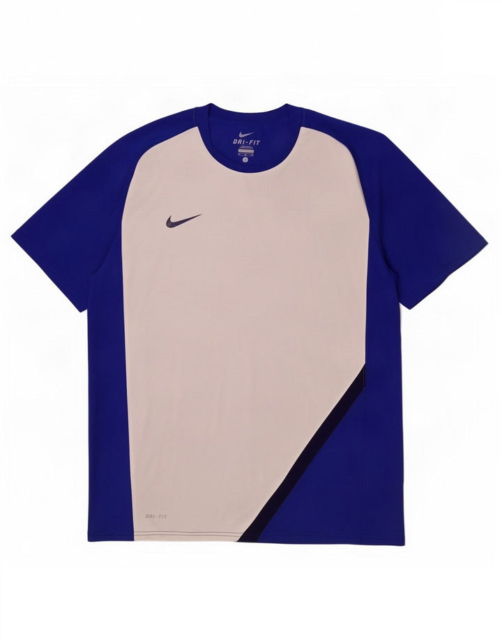 Męski T-shirt Nike Dri Fit Top XL Niebieski poliester z blokami kolorów
