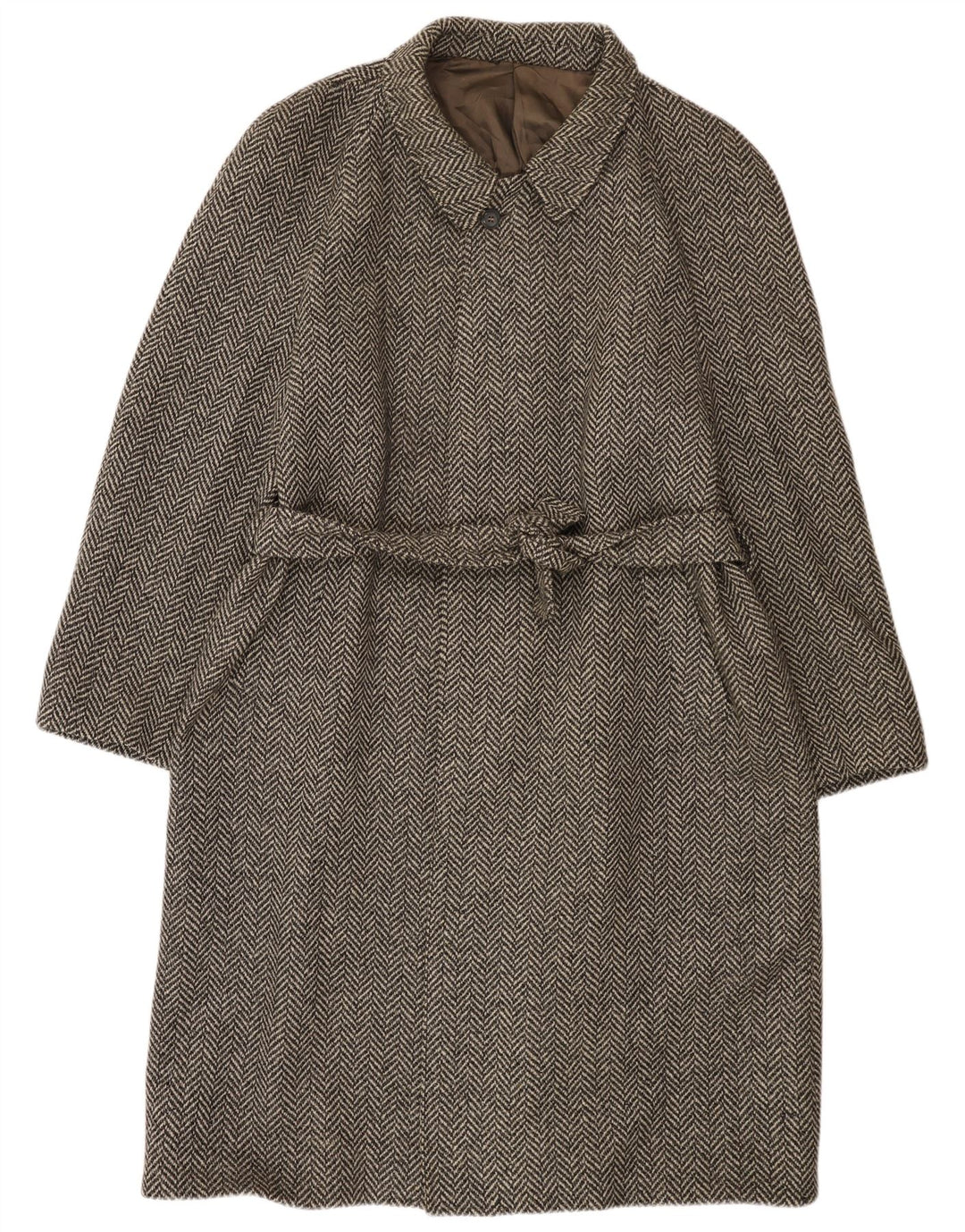 Crombie Aberdeen Męski płaszcz UK 42 XL Szary, nowa wełna w jodełkę
