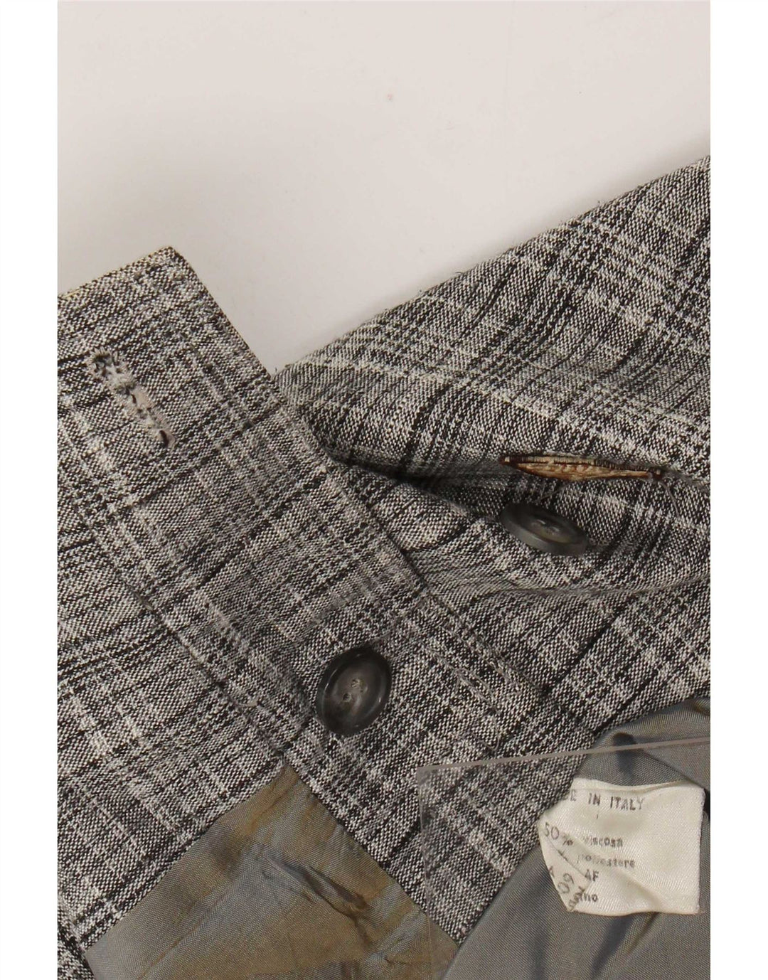 Vintage Męska marynarka dwurzędowa IT 54 2XL Szara wiskoza w kratkę