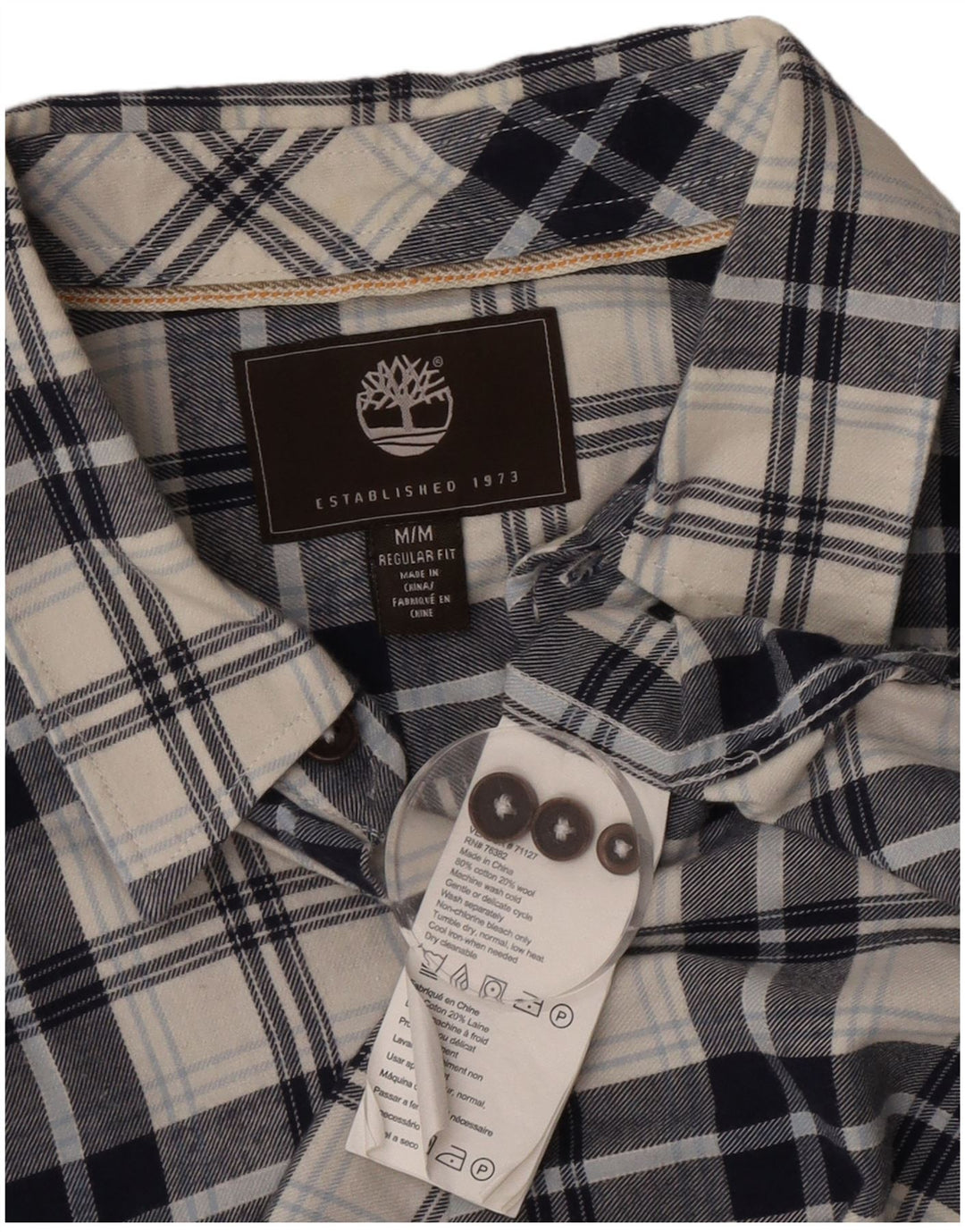 Męska koszula flanelowa Timberland o regularnym kroju, bawełniana w średnią niebieską kratkę