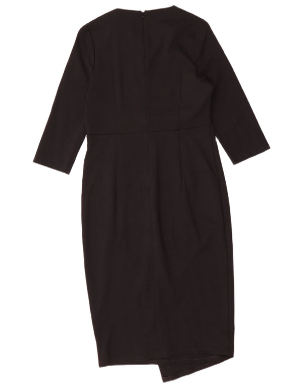 Marks & Spencer Damska sukienka maxi z rękawem 3/4 UK 12, średnia czarna wiskoza