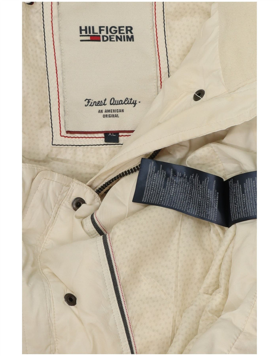 Damska ocieplana kurtka z kapturem Tommy Hilfiger UK 18 XL, biały poliester