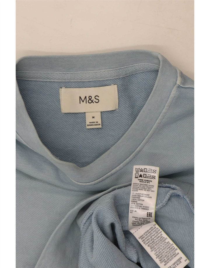 Marks & Spencer Męska bluza sweterkowa, średni niebieski, bawełniany