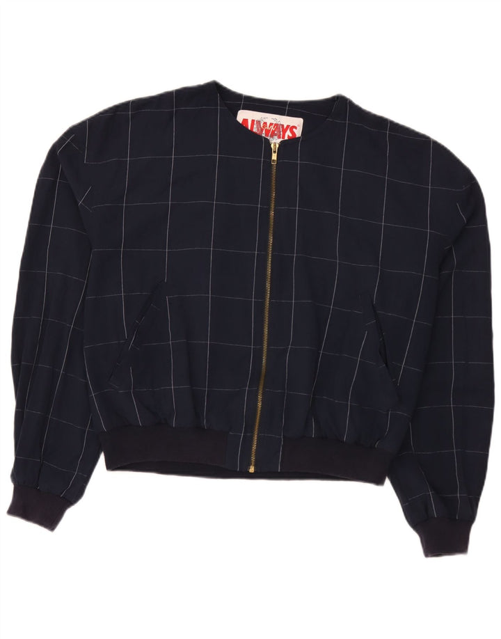 Damska kurtka Bomber Vintage IT 52 2XL Granatowa wiskoza w kratkę