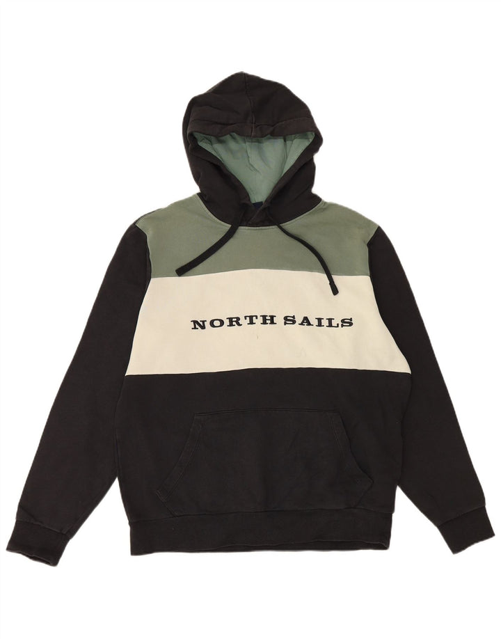 Męski sweter z kapturem i grafiką North Sails, bawełniany, w kolorze średniej czerni