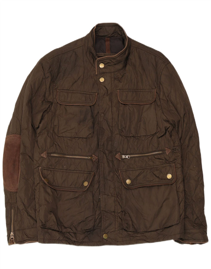 Męska pikowana kurtka Massimo Dutti UK 38, średni brąz, poliester