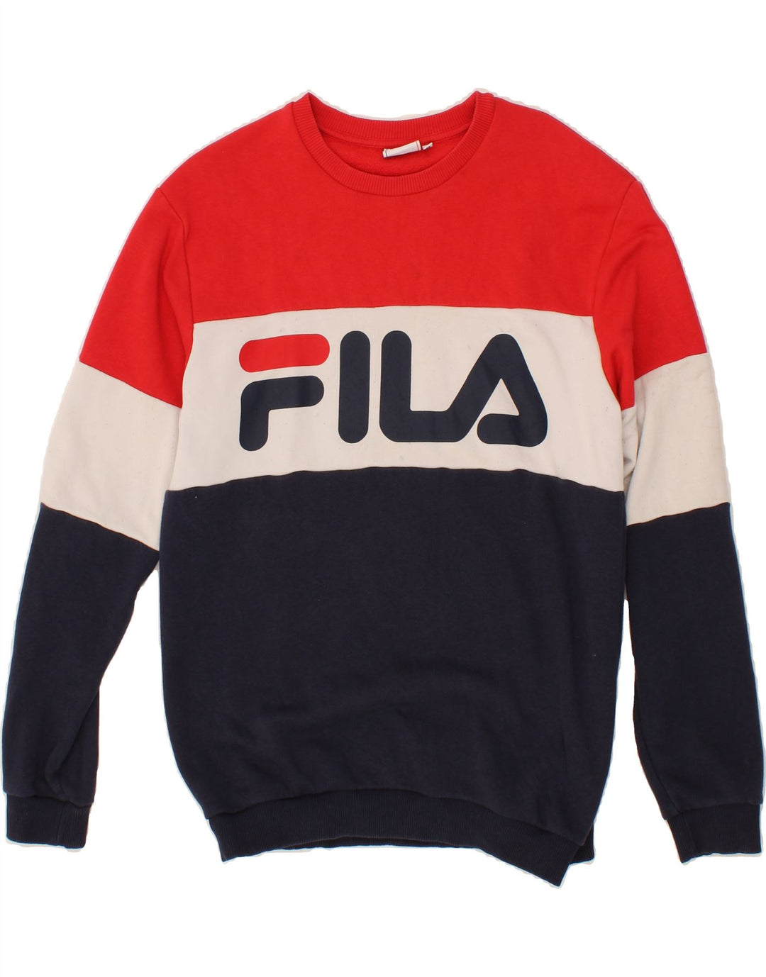 Męski sweter z grafiką FILA, średni, wielokolorowy blok kolorów