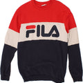 Męski sweter z grafiką FILA, średni, wielokolorowy blok kolorów
