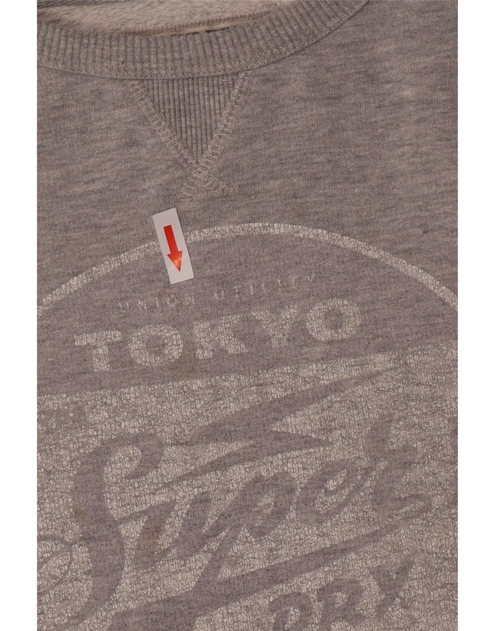 Męski sweter z grafiką Superdry, mały, szary, z bawełny w cętki