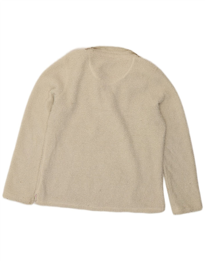 Crew Clothing Damski sweter polarowy z guzikami pod szyją, UK 14, duży, biały poliester
