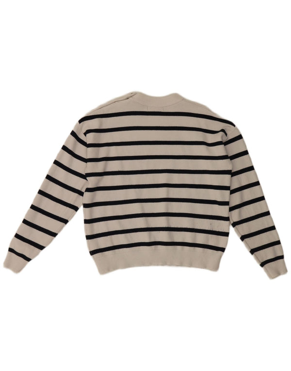 Marks & Spencer Damski sweter z okrągłym dekoltem, UK 14, średnie białe paski